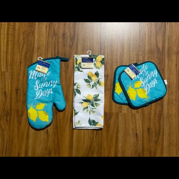 Home Collection Lemon π Oven Mitt Pot Holders Microfiber Kitchen Towel Bundle